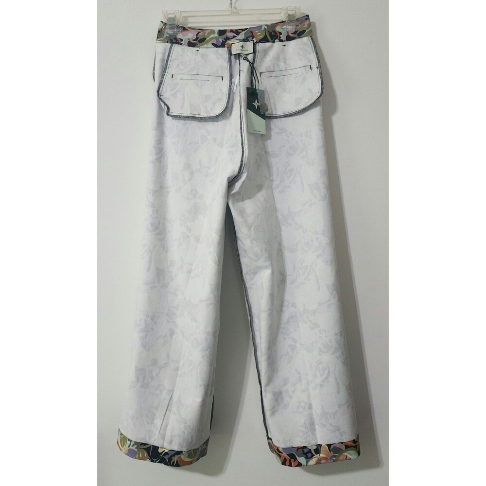 NWT Tuckernuck Sassafras Abstract Wide Leg Cuffed Pants in Blue Floral Women's 4 - Picture 5 of 8